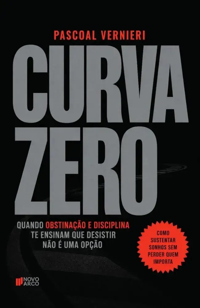 Capa do livro Curva Zero, de Pascoal Vernieri: título em letras grandes sobre fundo escuro